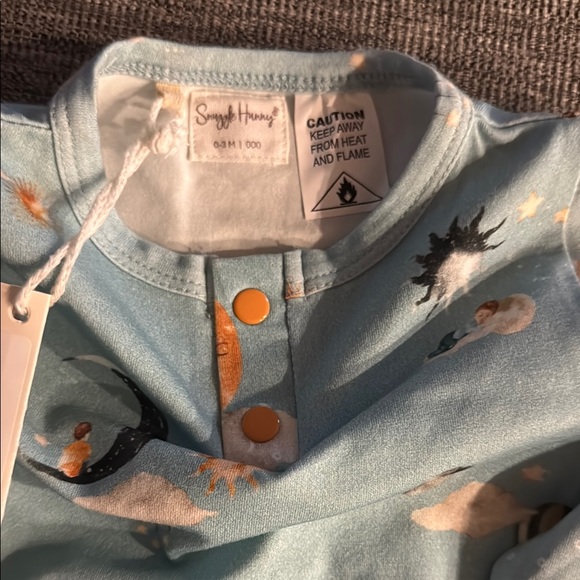 Blue Space-Themed Kids Footie - Picture 2 of 2